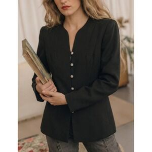 SUITSME Women's VTG Petite Black Tailored Blazer Jacket Size 4 Made in USA